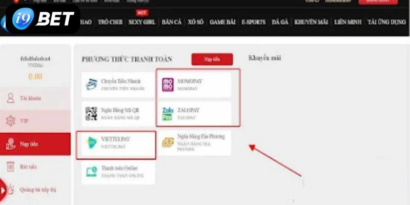 Tổng hợp các phương pháp nạp tiền I9bet day dùng nhất