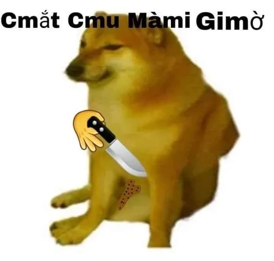 Cheems meme cầm súng mạnh mẽ hài hước