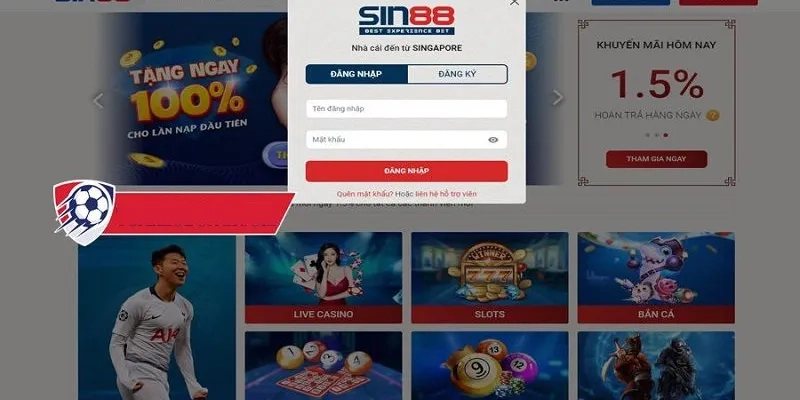 Chi tiết các bước đăng nhập Sin88