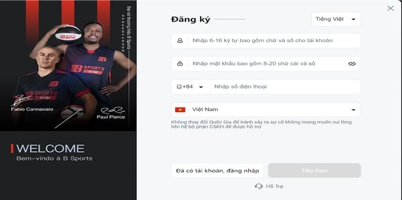 Hướng dẫn cách đăng ký trên trang chủ của Bsport