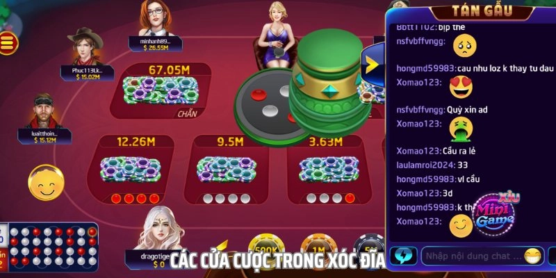Các cửa cược thường gặp trong game xóc đĩa trực tuyến