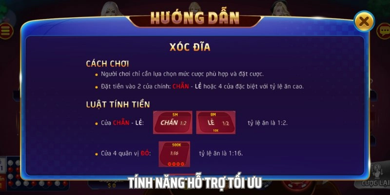 Trong các phiên bản Online, game xóc đĩa còn có nhiều tính năng hỗ trợ