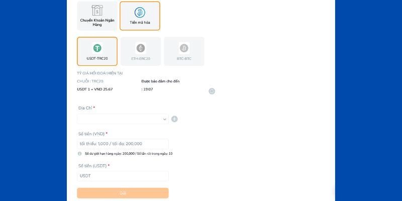 Nhà cái vừa cập nhật thêm hình thức rút tiền qua Crypto