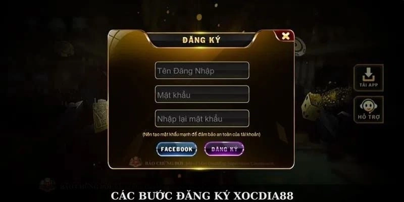 Các bước đăng ký XOCDIA88