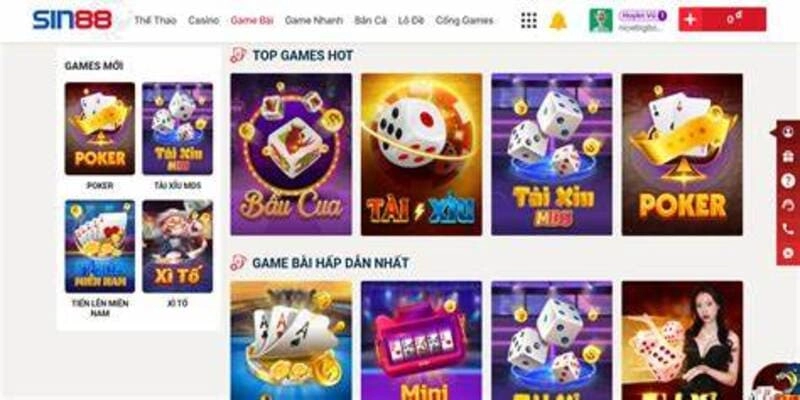 Những lựa chọn chơi game đa dạng trong Sin88