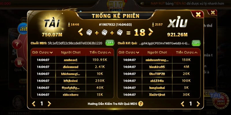 Thống kê phiên cược tài xỉu MD5 là gì