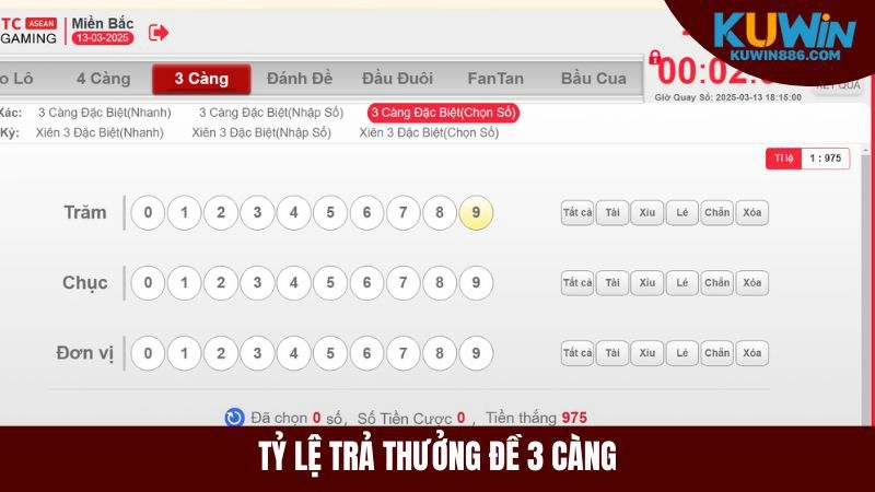 Tỷ lệ trả thưởng của đề ba càng thay đổi tùy nhà cái