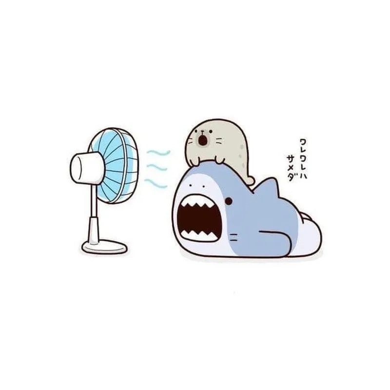 Dán sticker cute hình cá mập chibi ở mọi nơi