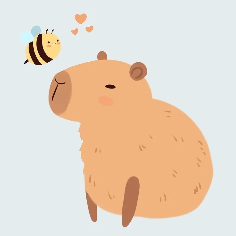 Hình con capybara chibi với nét vẽ kawaii không cưỡng nổi