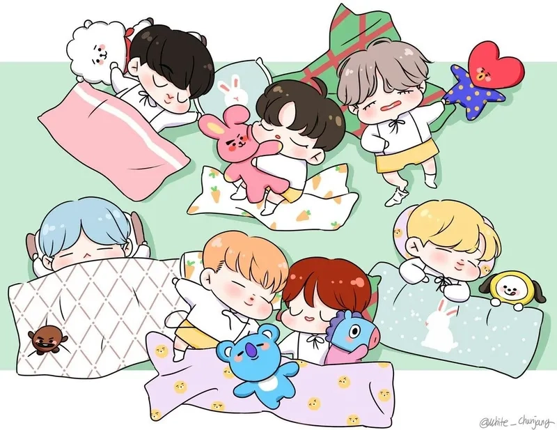 Tải hình nền BTS chibi cute để làm đẹp màn hình của bạn