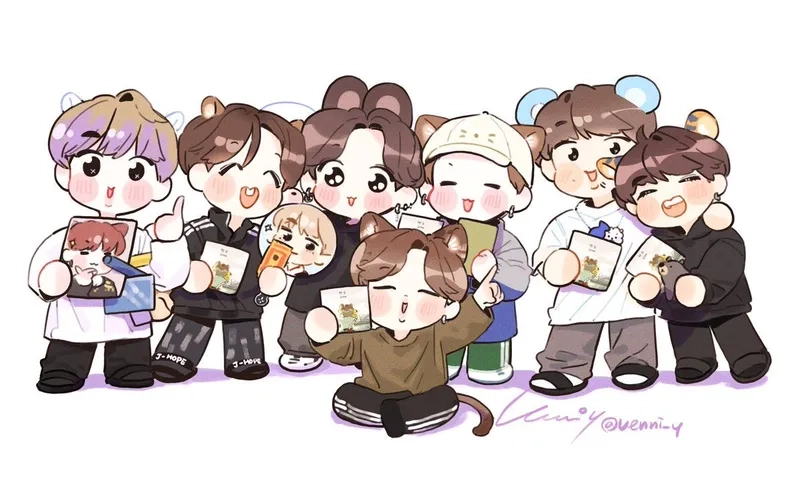 Tạo hình ảnh chibi BTS dễ vẽ cho người mới tập vẽ