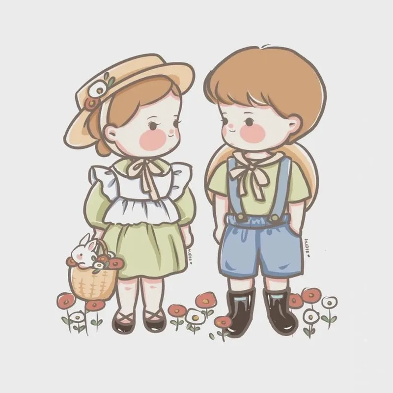 Hình chibi cặp làm hình nền thêm phần cá tính và dễ thương