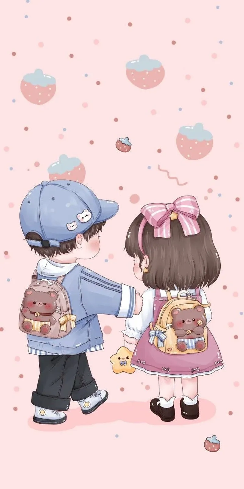 Hình chibi cặp đôi thể hiện tình cảm đôi lứa siêu ngọt ngào