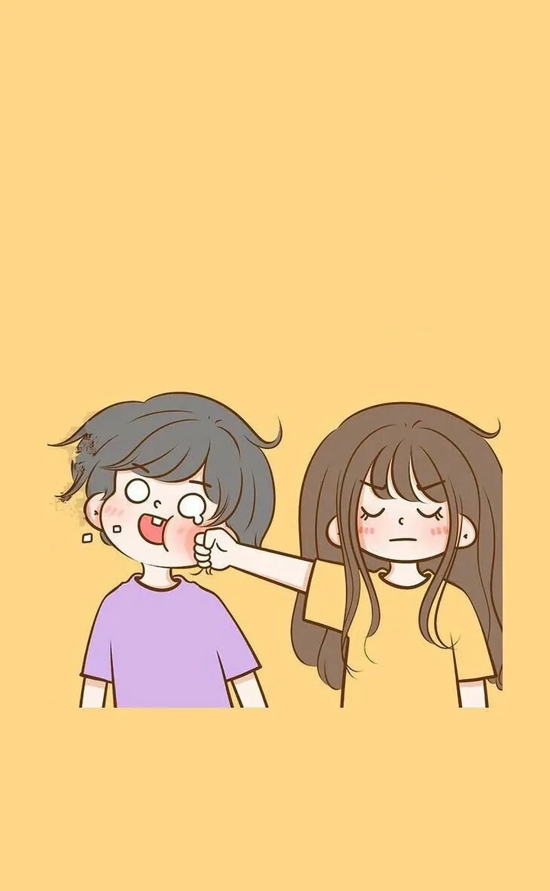 Hình couple chibi thể hiện tình yêu lãng mạn qua anime