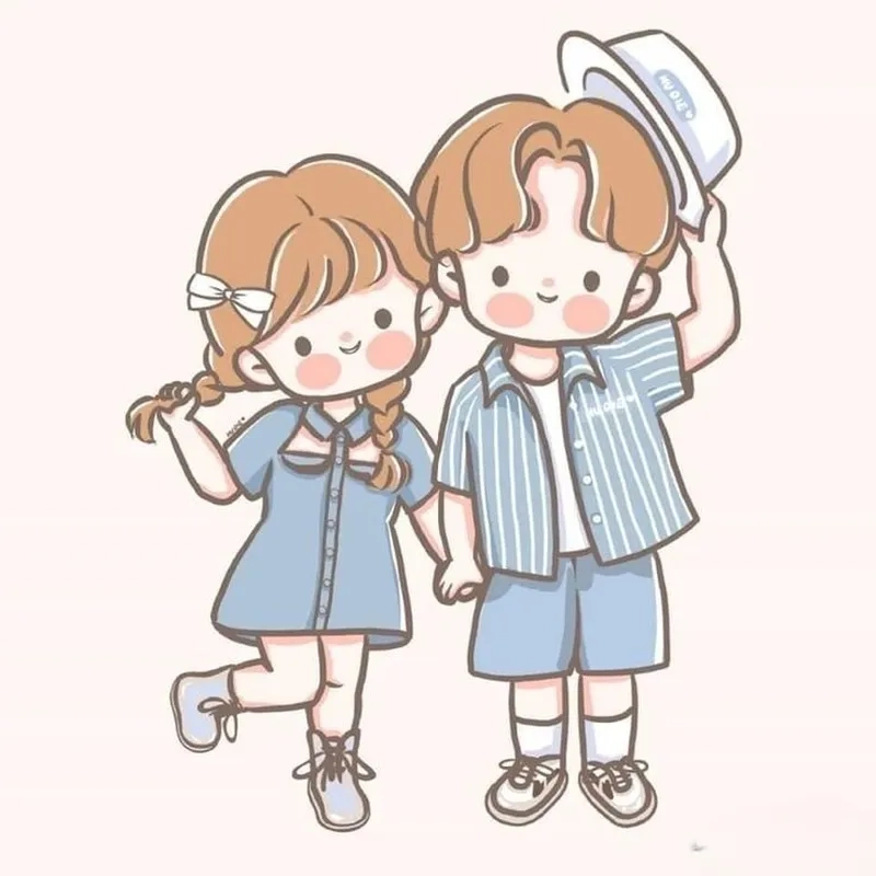 Hình ảnh cặp đôi chibi mang phong cách anime ngọt ngào
