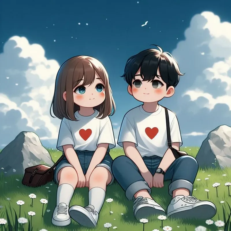Ảnh chibi cute đôi làm hình nền điện thoại siêu dễ thương