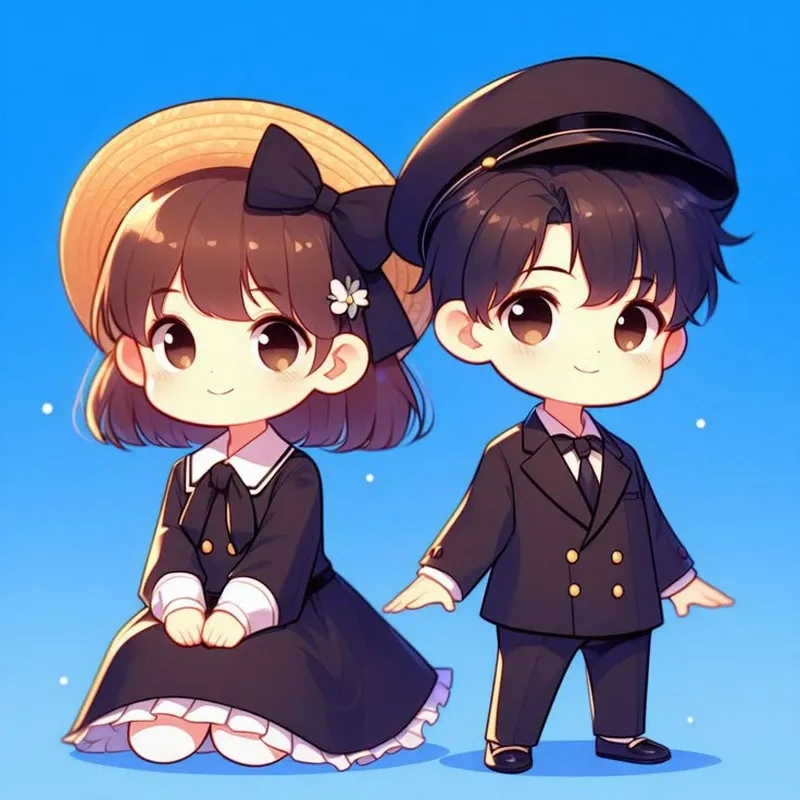 Ảnh chibi cặp thể hiện tình yêu qua phong cách anime