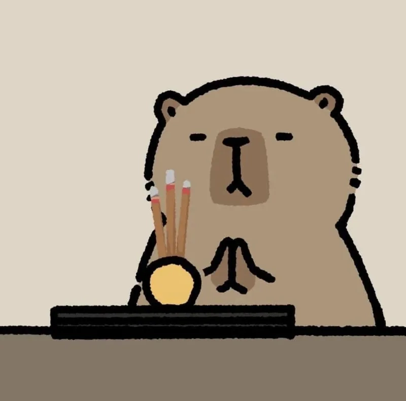 Hình nền máy tính capybara cute chibi cho giao diện tươi mới
