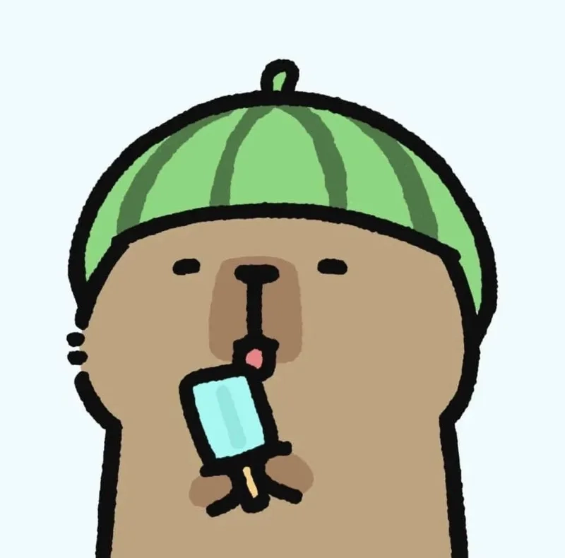 Hình chibi capybara với tạo hình nhỏ gọn và đáng yêu