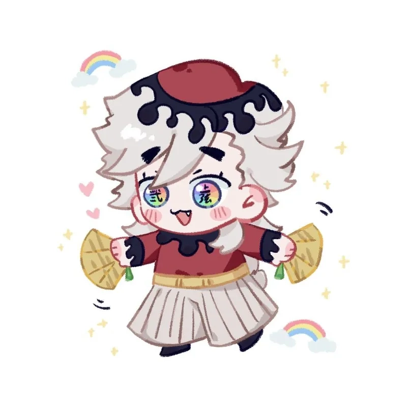 KNY Douma chibi với phong cách vẽ siêu đáng yêu