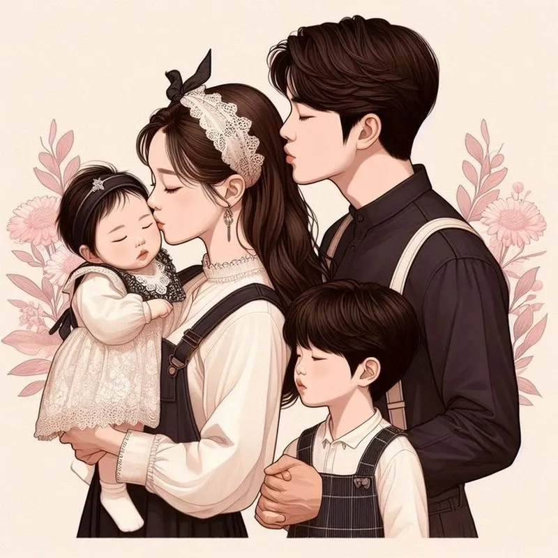 Tải ngay hình gia đình chibi để làm hình nền độc đáo cho bạn