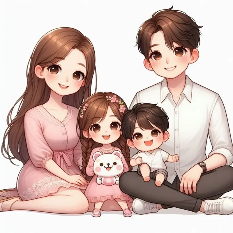 Bộ sưu tập hình vẽ gia đình chibi khiến bạn yêu ngay từ đầu