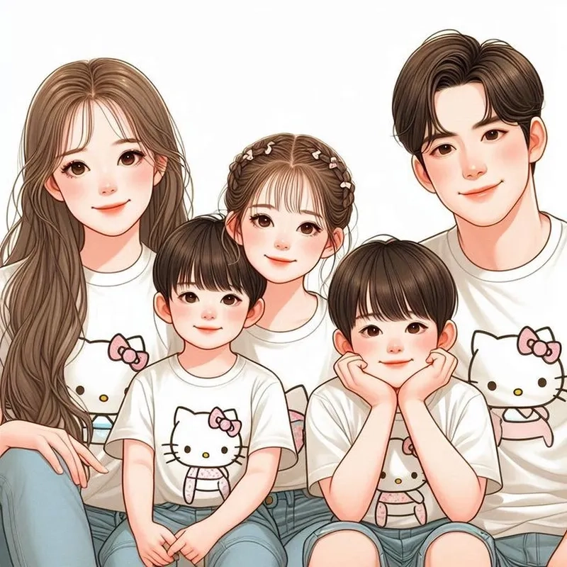 Ngắm mẫu chibi gia đình để thêm sắc màu cho ngày của bạn