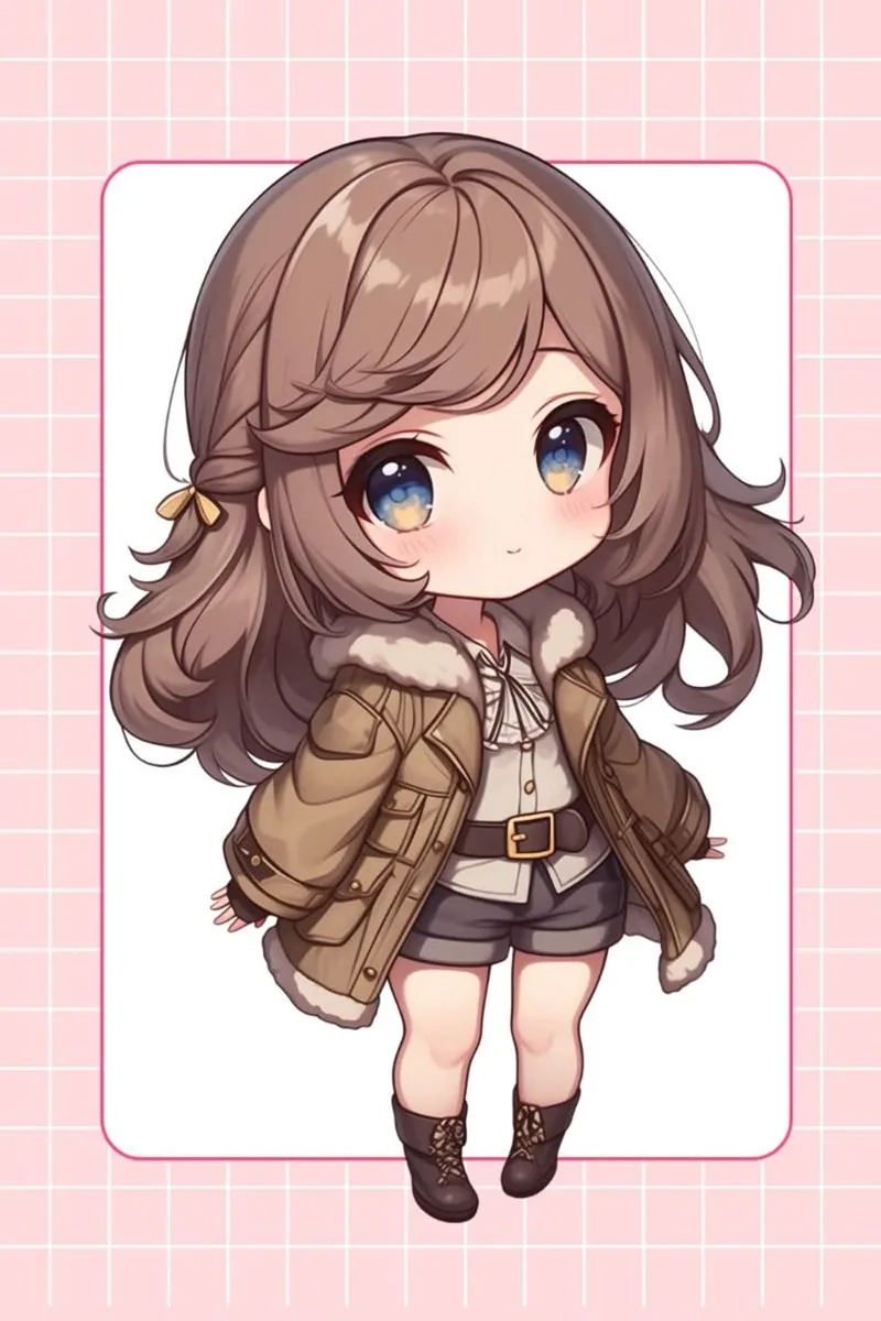Ảnh chibi nữ lạnh lùng thể hiện phong cách mạnh mẽ và bí ẩn