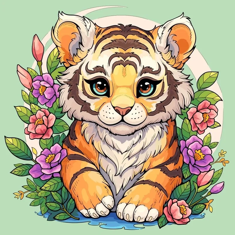 Cute hổ con dễ thương chibi khiến bạn mê mẩn