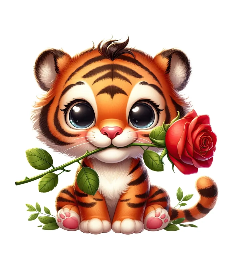 Lưu hình con hổ chibi cute để làm hình nền
