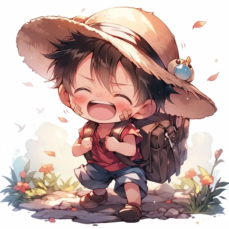 Anime Luffy chibi mang phong cách One Piece độc đáo