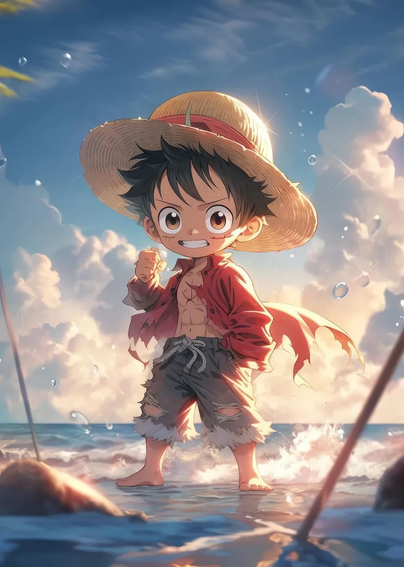 One Piece Luffy chibi wallpaper làm sáng màn hình