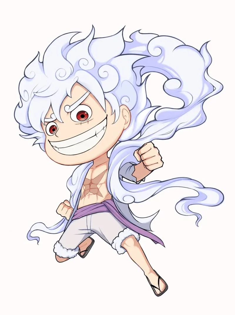 Hình nền Luffy Gear 5 chibi làm mới màn hình điện thoại