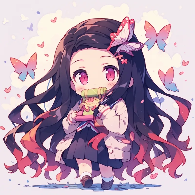 Tải Nezuko chibi làm hình nền siêu đáng yêu