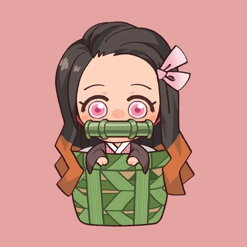 Nezuko chibi vẽ mang phong cách anime độc đáo