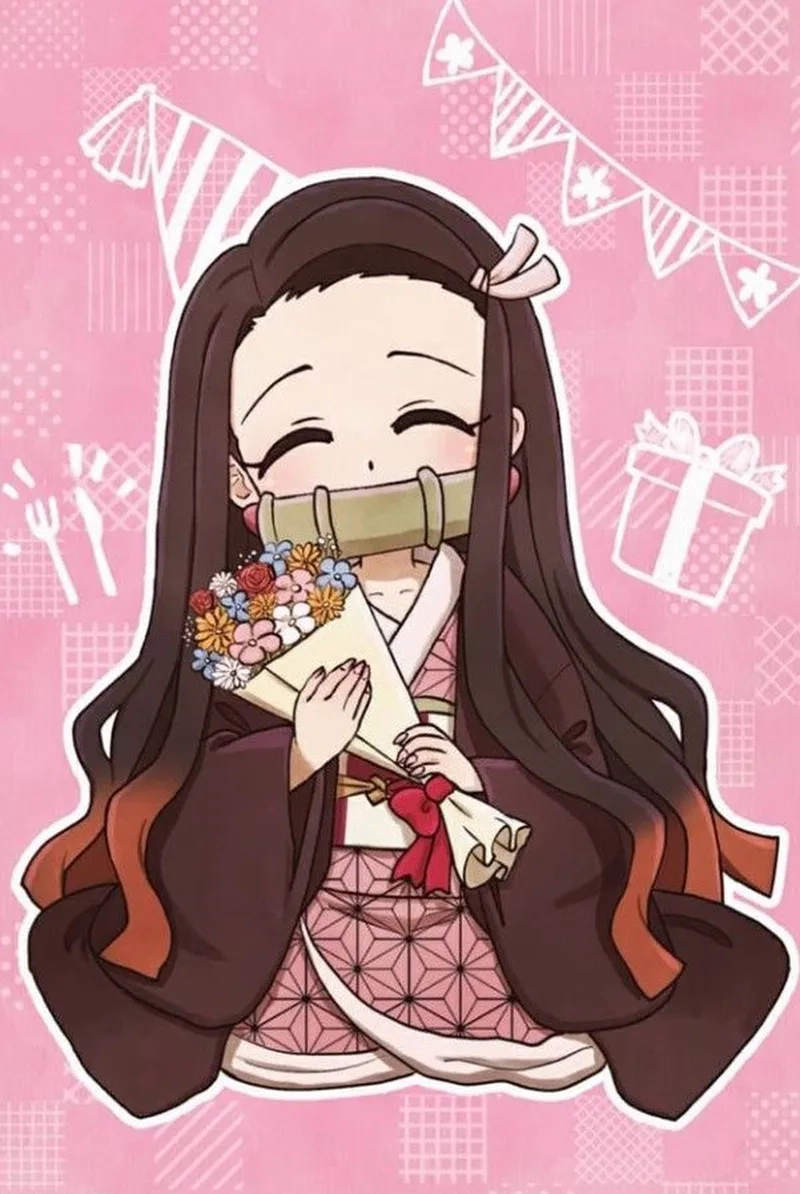 Cute kawaii Nezuko chibi làm tan chảy mọi trái tim