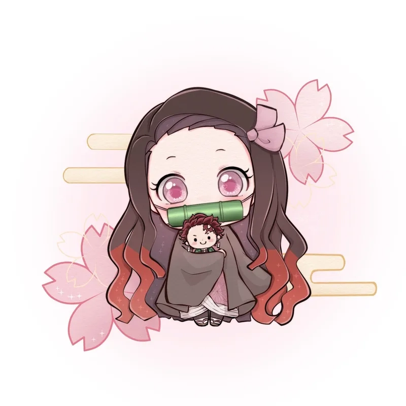 Cute Nezuko chibi mang năng lượng tích cực mỗi ngày