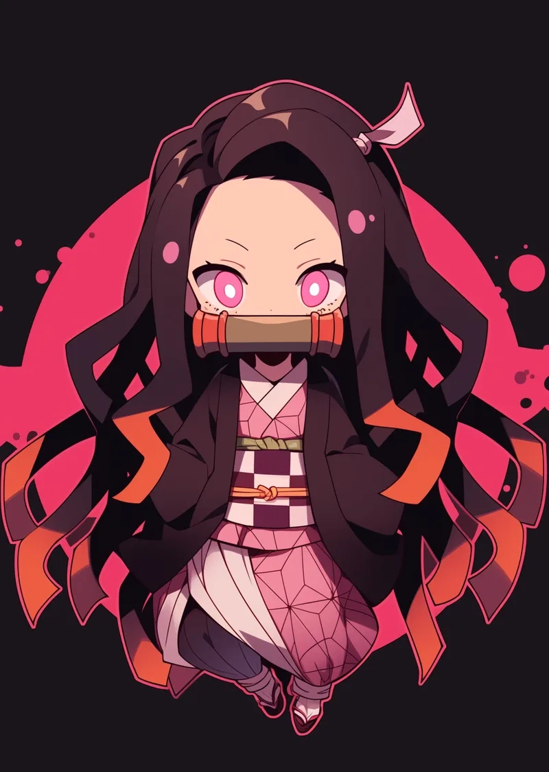 Ảnh Nezuko chibi dễ vẽ cho fan muốn thử sức vẽ