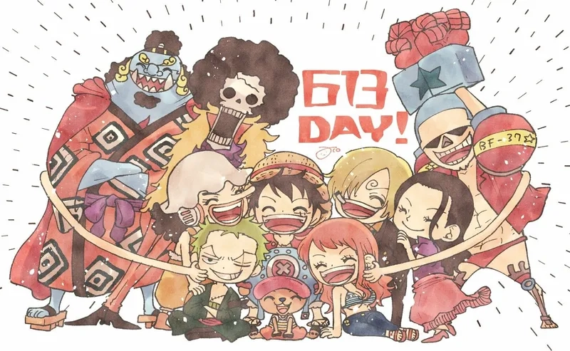 Anime One Piece chibi characters với tạo hình nhỏ nhắn dễ thương