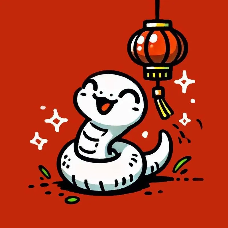 Tạo điểm nhấn với con rắn chibi cute trong thiết kế Tết