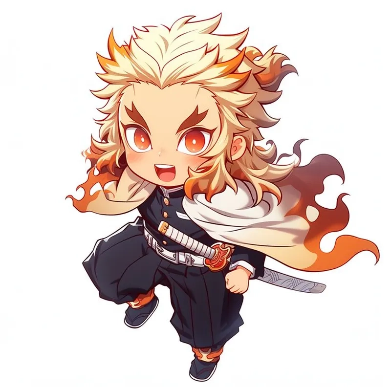 Ngắm Rengoku chibi cute trong phong cách anime cực kawaii