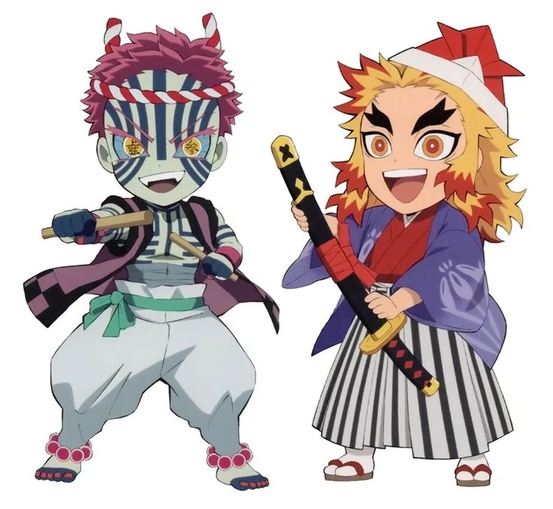 Tải hình Akaza x Rengoku chibi cho fan couple siêu cute