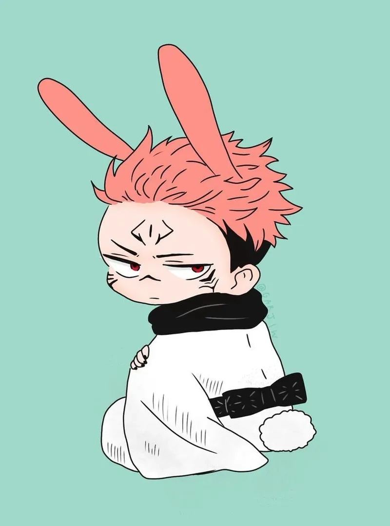 Hình ảnh Sukuna chibi với thiết kế ngầu và dễ thương