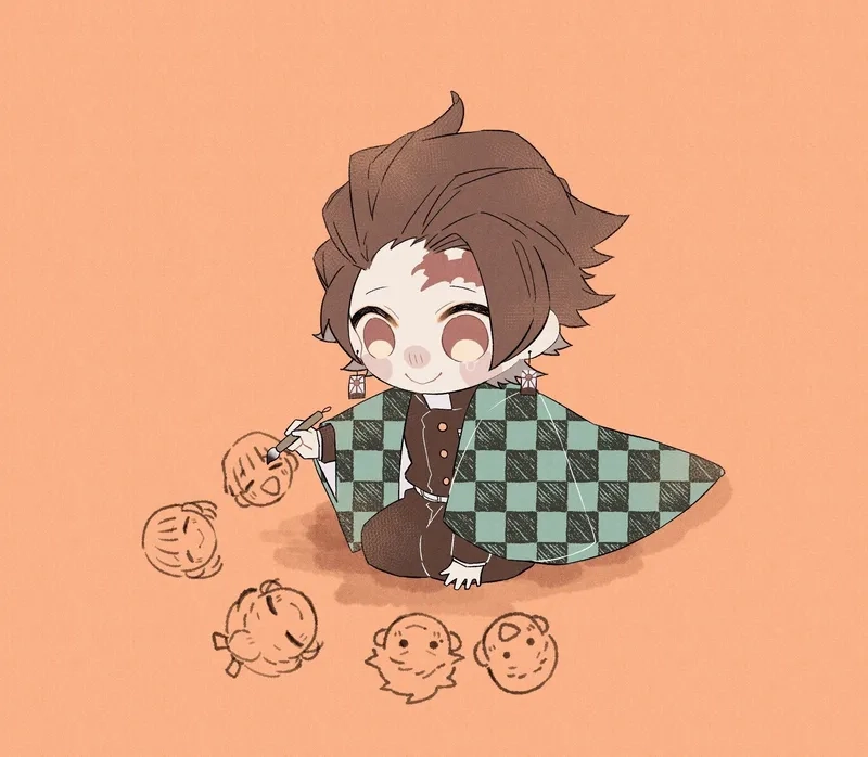 Thưởng thức anime Tanjiro chibi với phong cách vẽ ấn tượng
