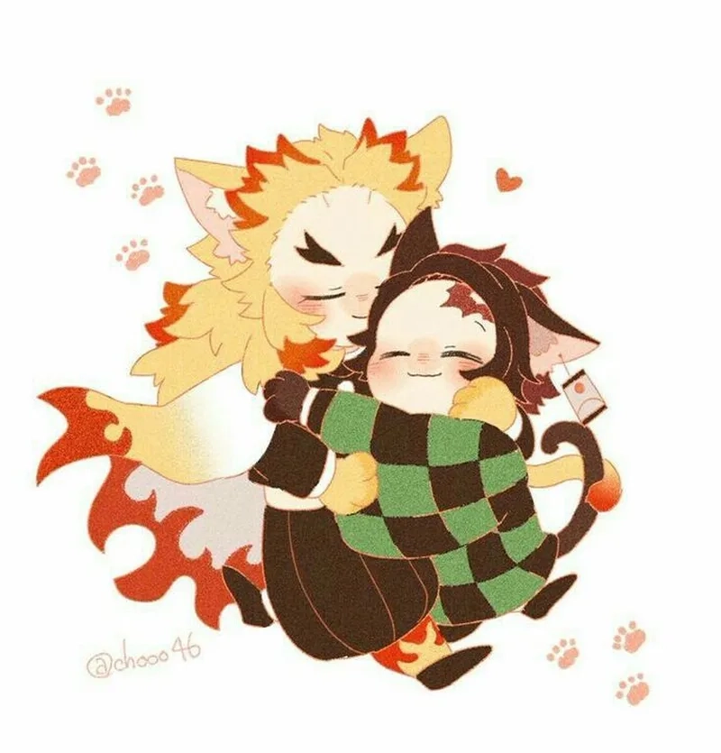 Tải hình Rengoku x Tanjiro chibi cho khoảnh khắc dễ thương