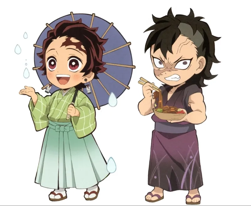 Hình thanh gươm diệt quỷ chibi với phong cách anime độc đáo