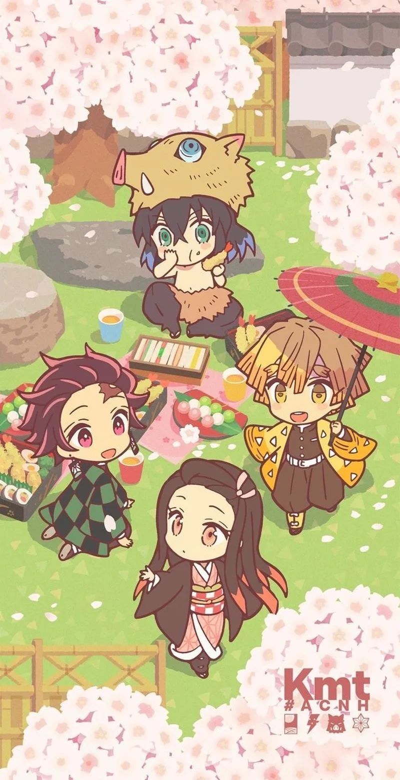 Hình chibi thanh gươm diệt quỷ với Tanjiro và Nezuko siêu cute