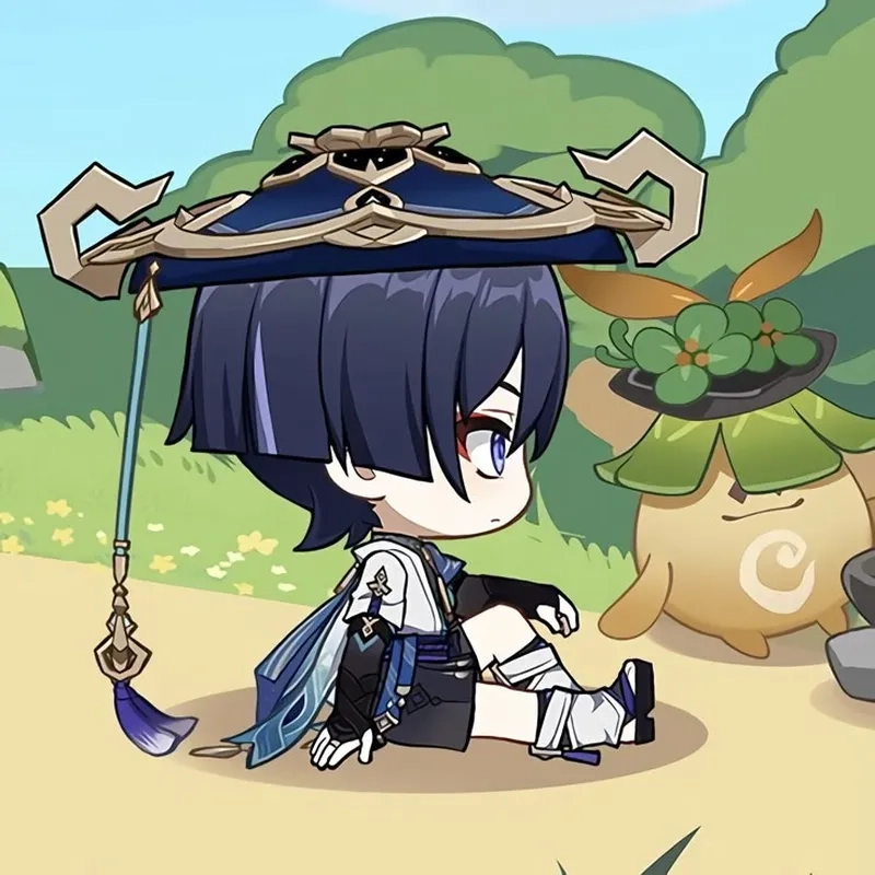Yêu Genshin Impact Wanderer chibi cho phong cách kawaii