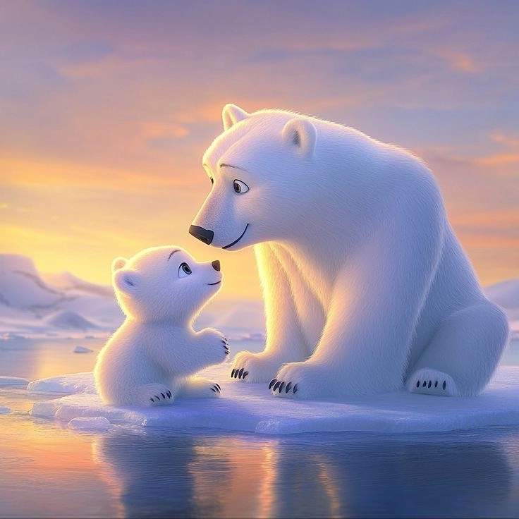 Cài đặt hình nền cute gấu trắng cho ngày mới vui