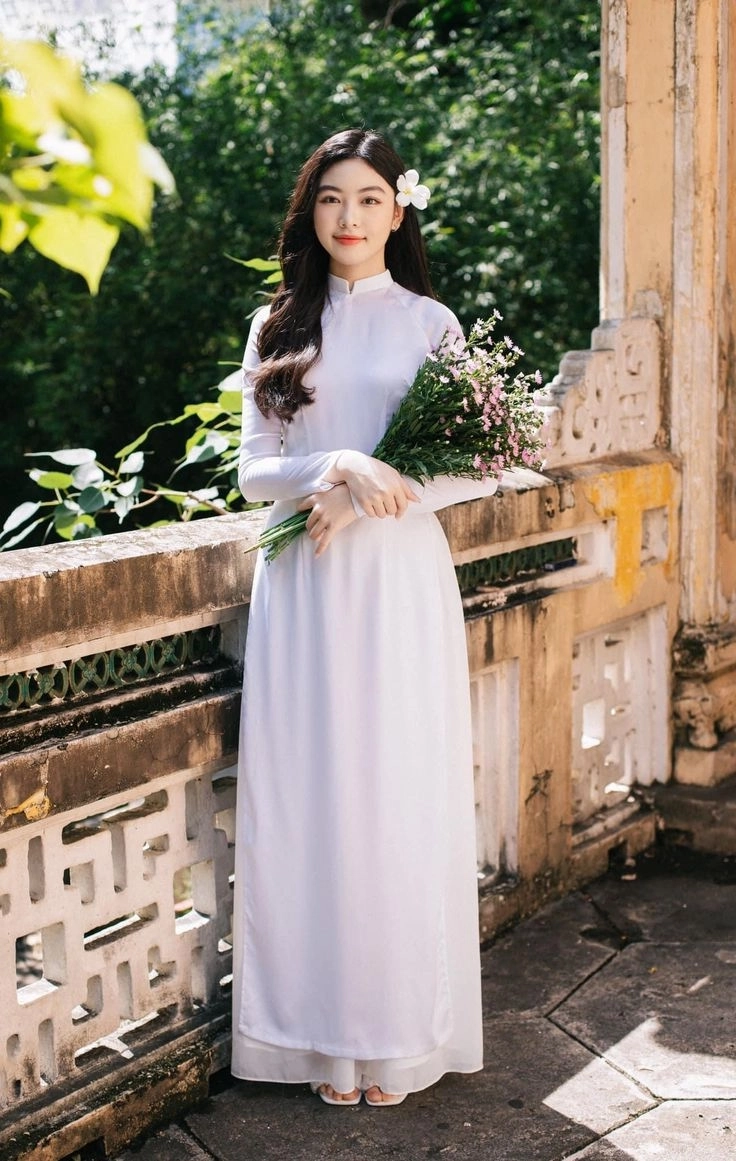 Ảnh nữ mặc áo dài làm nổi bật nét đẹp duyên dáng